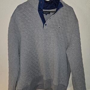 Crown & Ivy 1/4 Zip Pullover Sweater Sweatshirt XL Gray Cotton Blend Stitch Logo